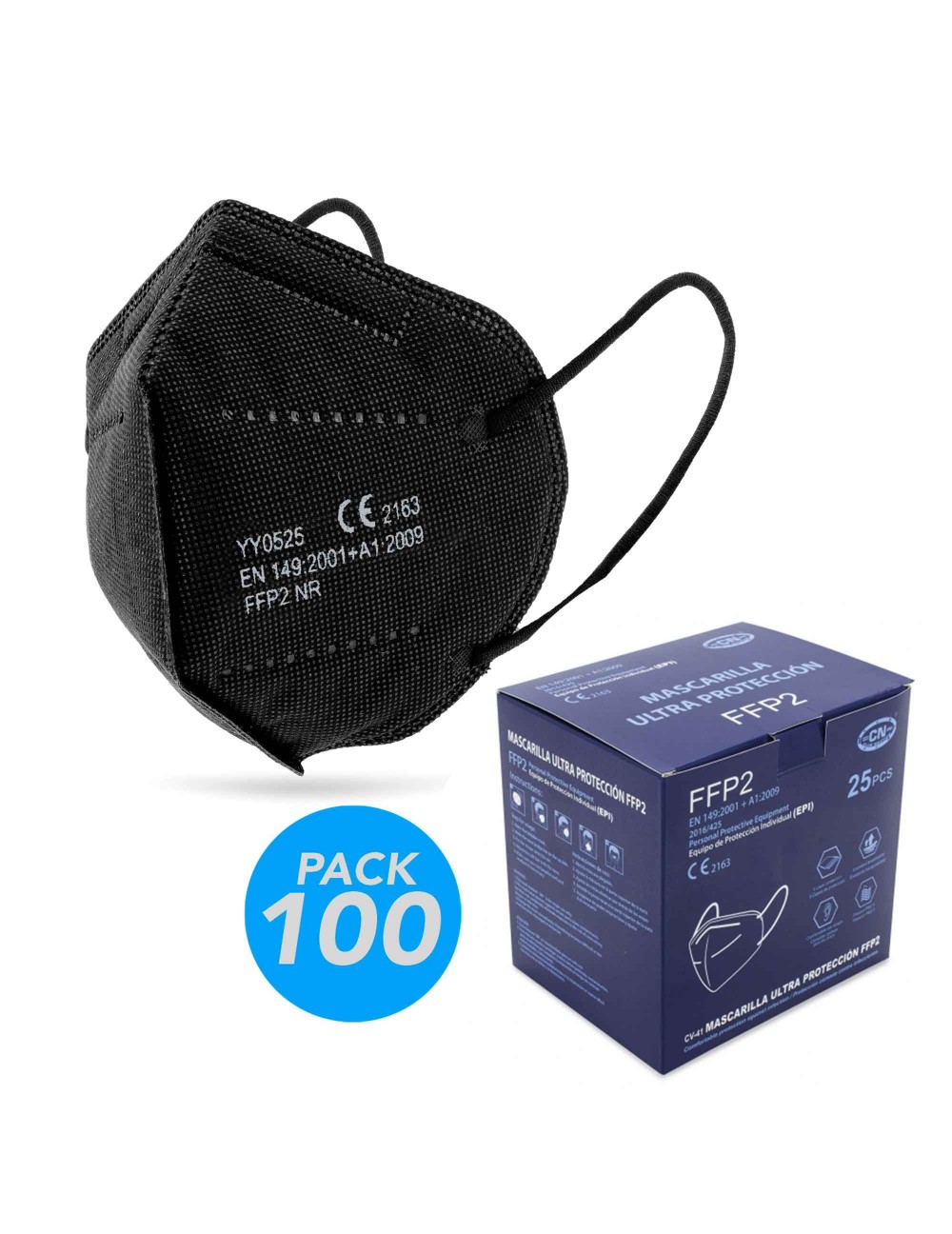 Pack 100 Black Ffp2 Masks Ultra Protection Ffp2 Masks Black 0915