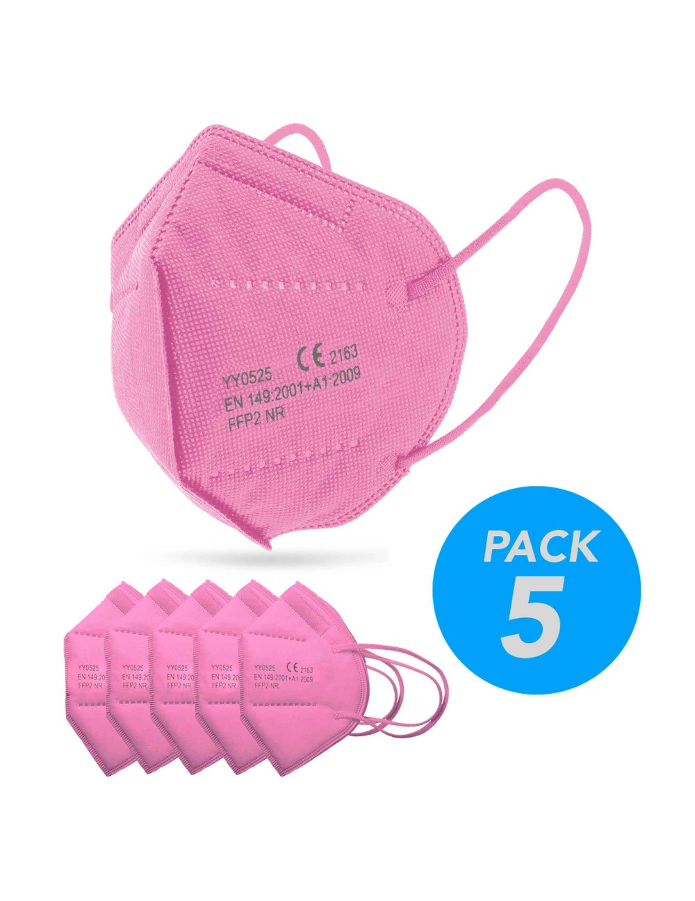 PACK 5 Pink FFP2 Masks. Ultra protection FFP2 masks.