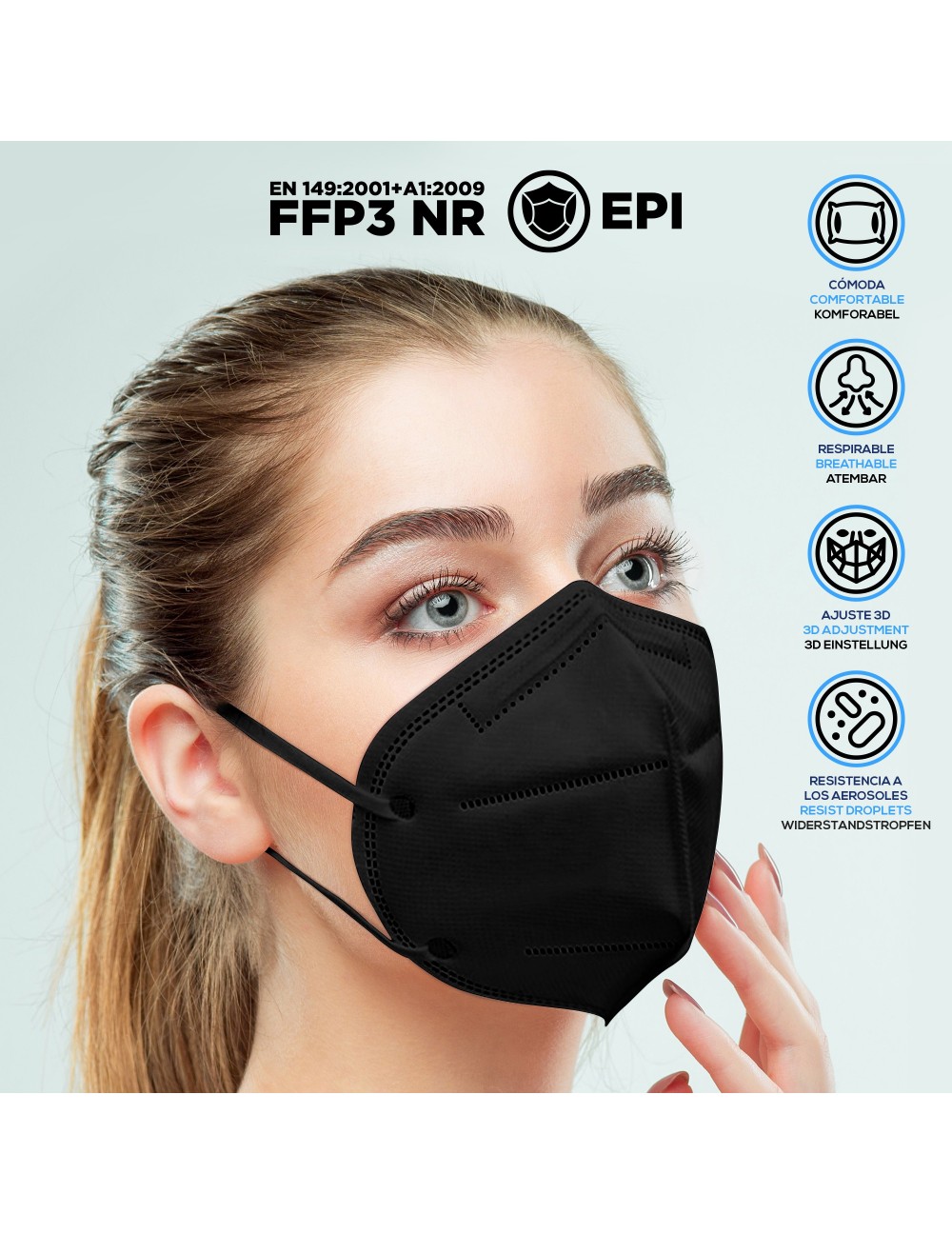 FFP3. Ultra Plus+ Safety Mask FFP3. Black. Energy Fusion